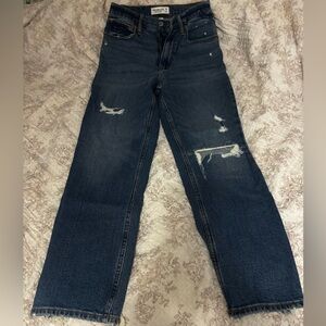 Abercrombie & Fitch Blue Ankle Straight Ultra High Rise Jeans